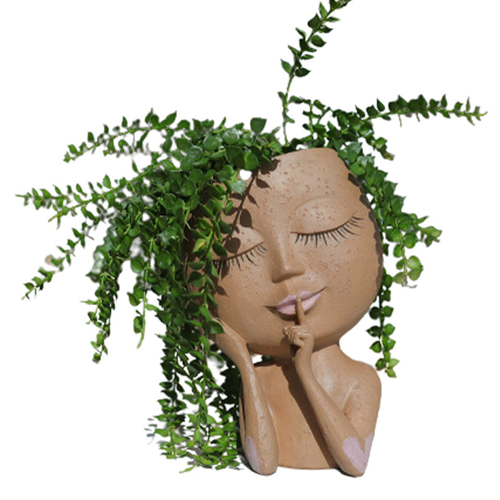 Handmade Resin Face Head Planter with Drainage