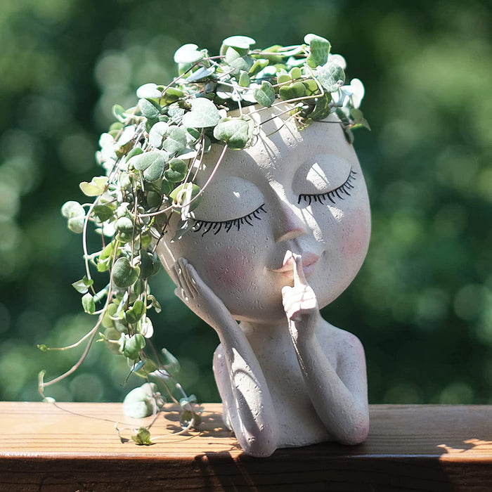 Handmade Resin Face Head Planter with Drainage