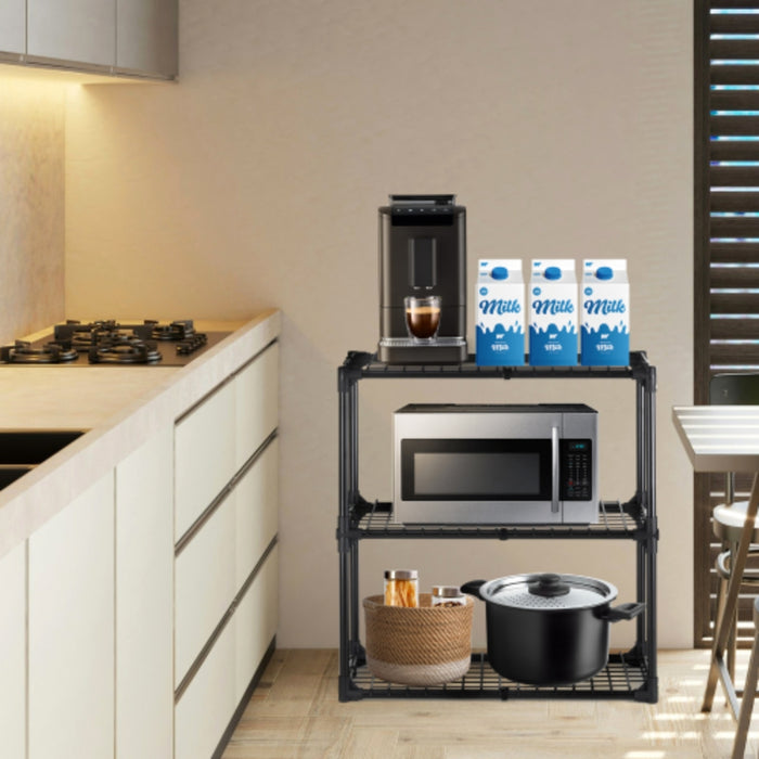 3-Tier Wire Storage Rack with Dust Cover Kitchen