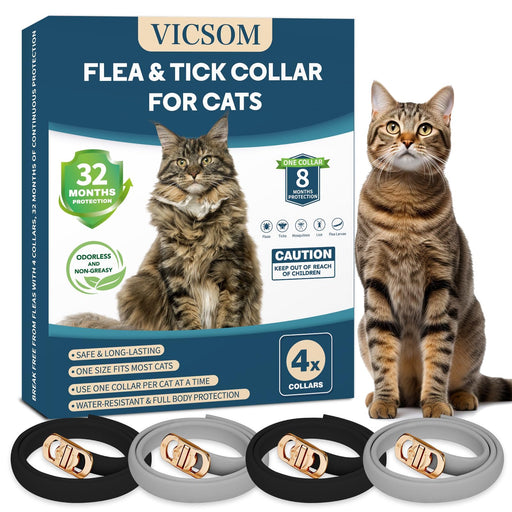 4-Pack Long-Lasting Cat Flea & Tick Collars