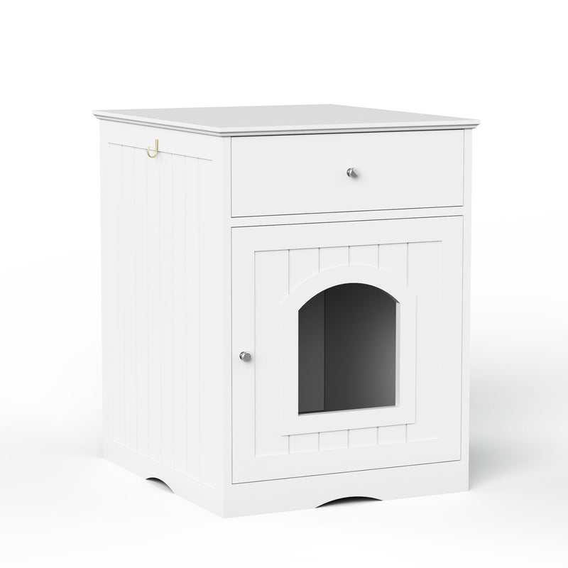 Solid Wood Cat Litter Box House with Drawers