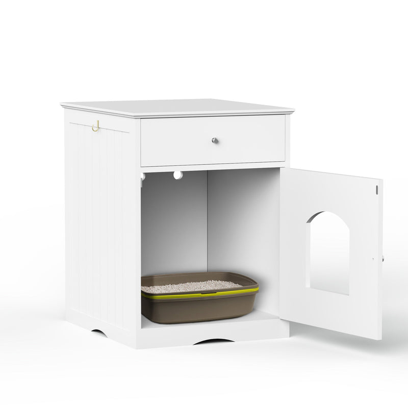 Solid Wood Cat Litter Box House with Drawers