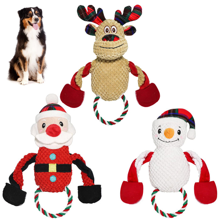 Festive Christmas Dog Squeaky Toy Set