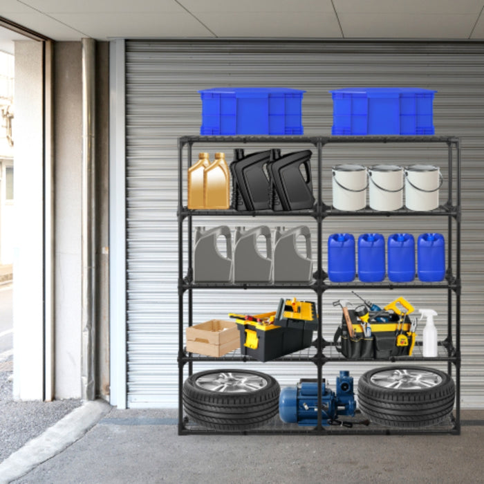 5-Tier Wire Storage Rack with Dust Cover Garage