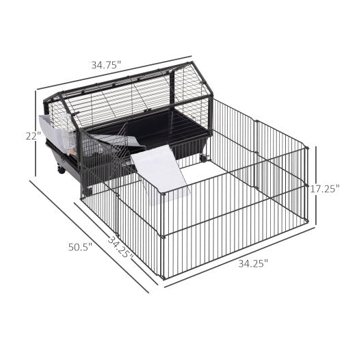 Large Mobile Small Animal Playpen with Wheels