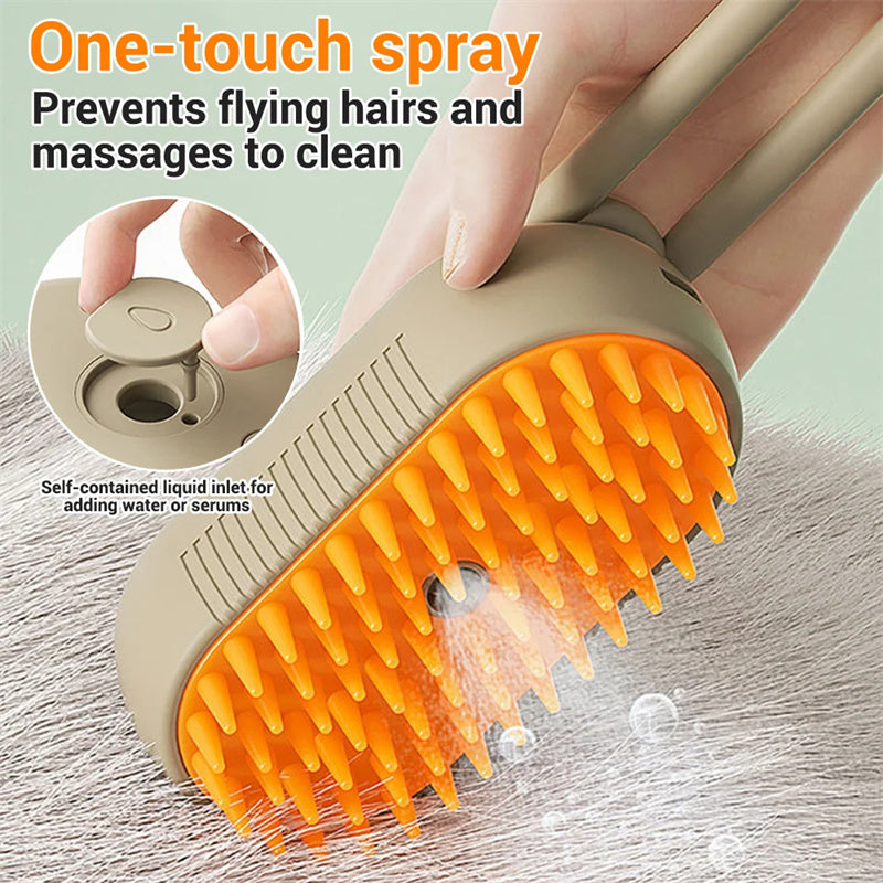Steam Spray Pet Grooming Brush with USB Charging