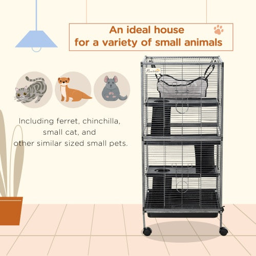 Spacious 5-Tier Rolling Ferret Cage