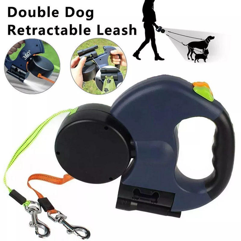 Dual-Dog Retractable Walking Leash