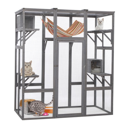 Spacious Multi-Cat Wooden Catio Enclosure