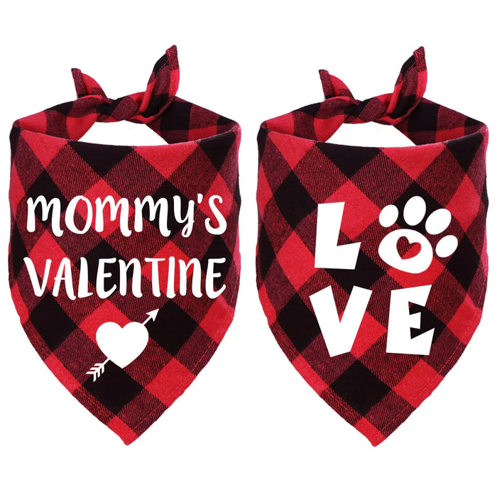 Valentines Day Plaid Dog Bandanas - 2 Pack