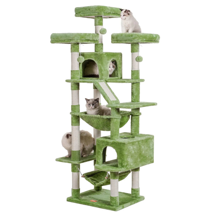 73 Inch Heavy Duty Cat Tree Tower for Large Cats with 2 Condos and Scratching Posts