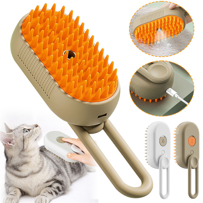Steam Spray Pet Grooming Brush with USB Charging