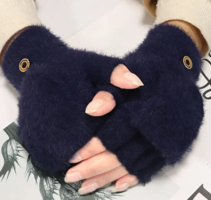 Plush Finger Flip Gloves