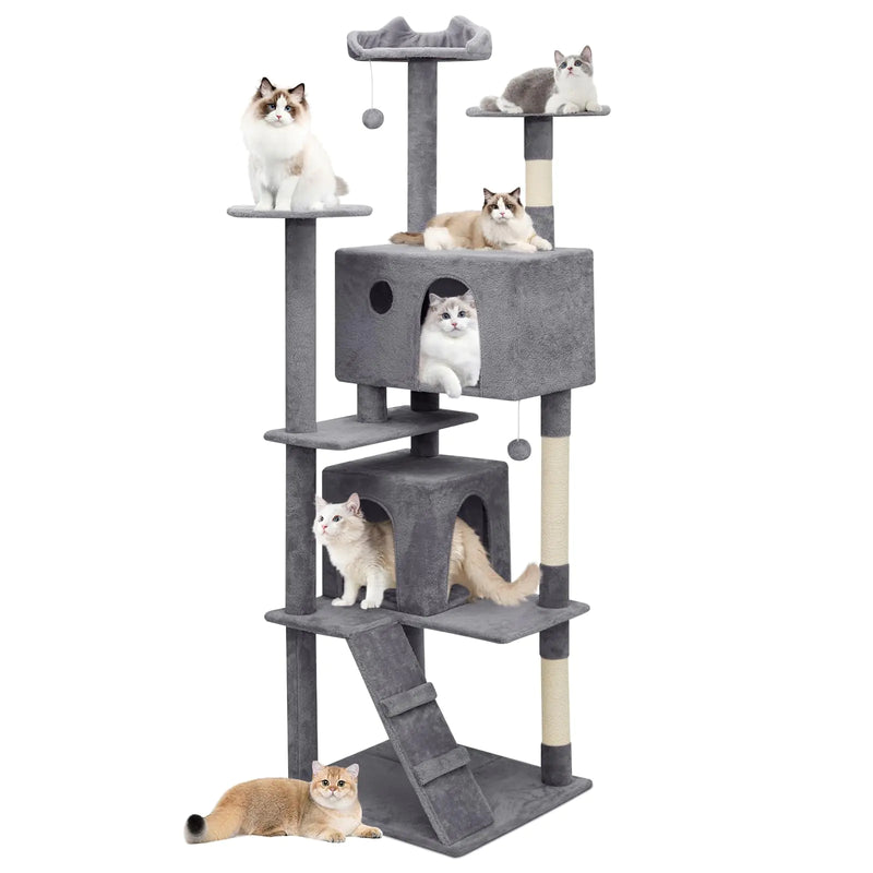77-Inch Cat Tree Tower with 2 Condos