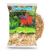 Activ-Betta Bio-Activ Live Gravel bag with colorful mixed aquarium stones spilling out
