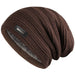 Adjustable winter beanie with inner elastic band for customizable secure fit
