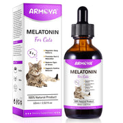 ARMOYA melatonin for cats liquid supplement bottle with dropper and purple packaging box