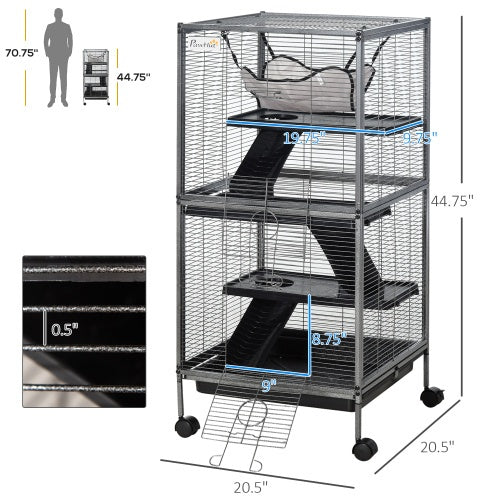 Spacious 5-Tier Rolling Ferret Cage