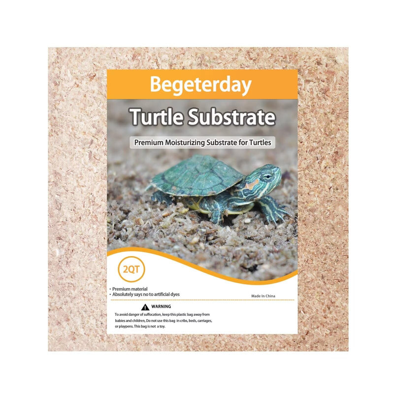 Begeterday turtle substrate package with small blue turtle on natural pebble substrate background