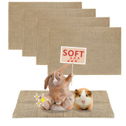 Stack of beige textured washable guinea pig cage liners with rabbit and guinea pig on bottom mat