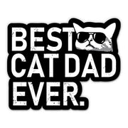 Black vinyl sticker reading Best Cat Dad Ever with a cool cat wearing sunglasses