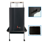 Black bird cage cover with Easily logo on wheeled stand showing pulleys and ladder mechanism