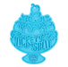 Blue silicone ice cream sundae shaped lick mat with Lickety Split text and cherry on top