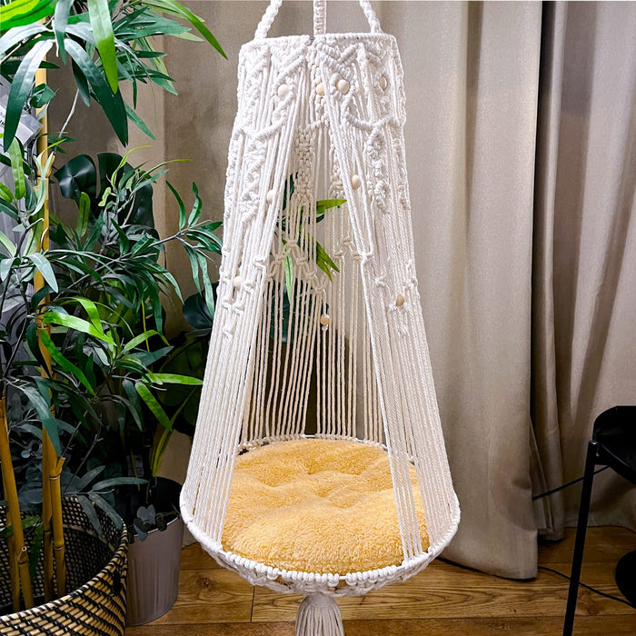 Boho Macrame Cat Hammock Wall Bed