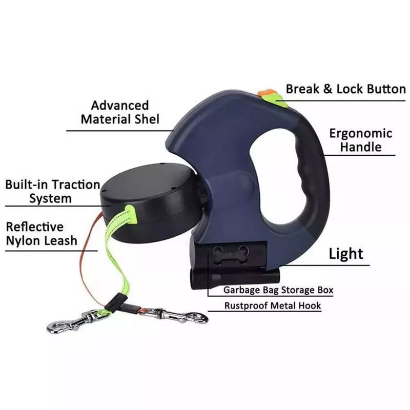 Dual-Dog Retractable Walking Leash