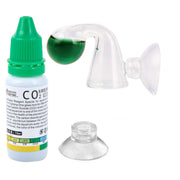 CO2 drop checker kit with green indicator solution bottle and clear glass checker components