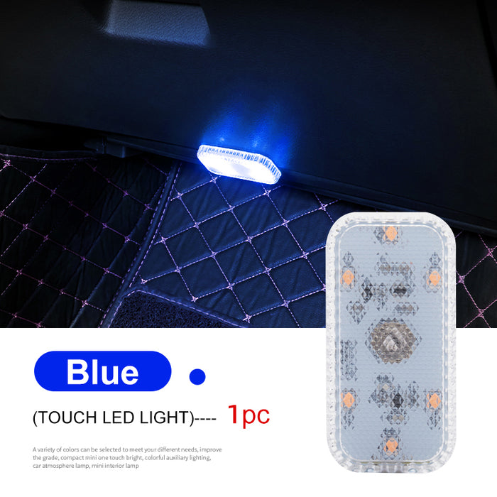 Compact LED touch lamp available in white, blue, ice blue, and colorful light options
