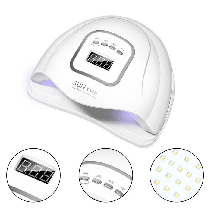 Compact nail curing lamp features spacious interior that fits hand or foot