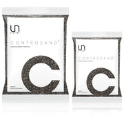 Two white packages of UNI Systems Controlsand aquarium substrate showing different sizes