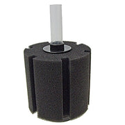 Black cylindrical bio sponge aquarium filter with clear plastic tube attachment on top