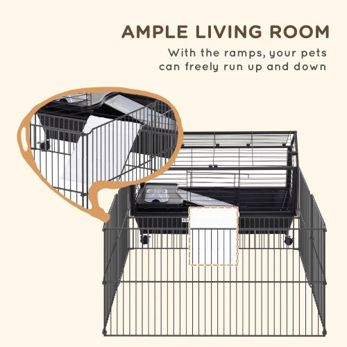 Large Mobile Small Animal Playpen with Wheels