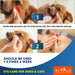 Step-by-step guide showing how to clean dog's eyes with wipes in two numbered steps