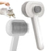 White and gray pet brush showing both rectangular brush head and circular massage head designs