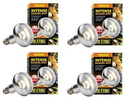 Four Exo Terra 150W intense basking spot heat lamps with packaging arranged in grid layout