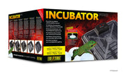 Exo Terra reptile incubator packaging box showing multiple angles and green gecko illustration