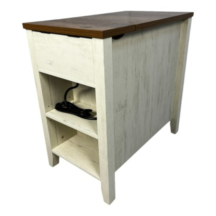 Farmhouse End Table with Charging Station Back 2