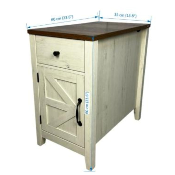 Farmhouse End Table with Charging Station Size