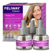 Two FELIWAY Classic pheromone diffuser refill bottles with purple labels and gray caps