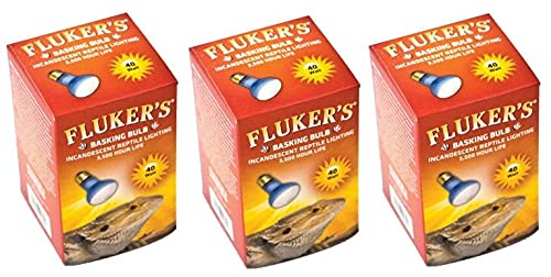Three orange Fluker's reptile basking bulb boxes arranged side by side showing product packaging