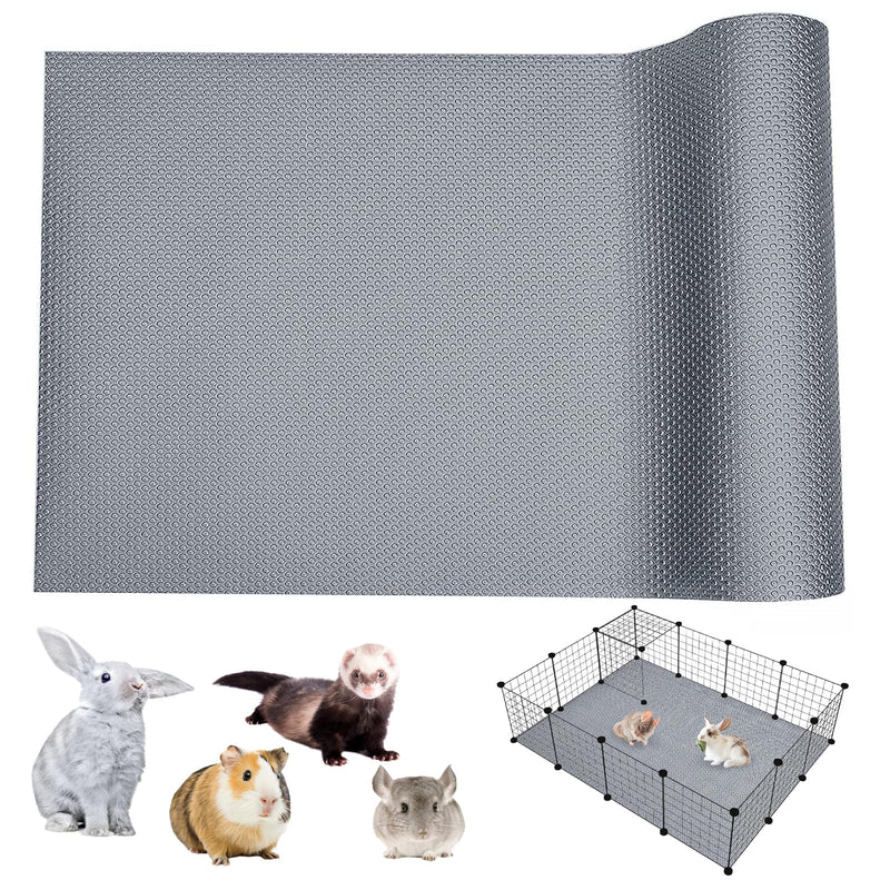 Gray honeycomb textured cage liner mat partially rolled up showing flexible material