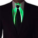 Green LED neon tie illuminated for Halloween or festival costume

