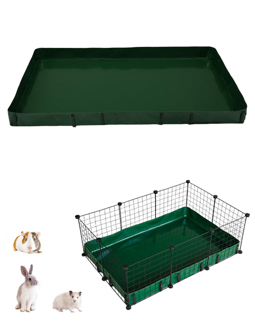Green waterproof guinea pig cage liner tray shown flat from above with raised edges