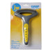 JW Pet GripSoft deluxe undercoat rake with yellow handle and metal teeth in retail packaging