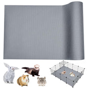 Gray honeycomb cage liner with small pets and wire cage setup showing product in use