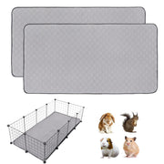 Gray honeycomb cage liners with wire pet enclosure and small animals including rabbit and hamster