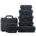 Hard shell carrying case with foam padded interior protects sensitive equipment during transport
